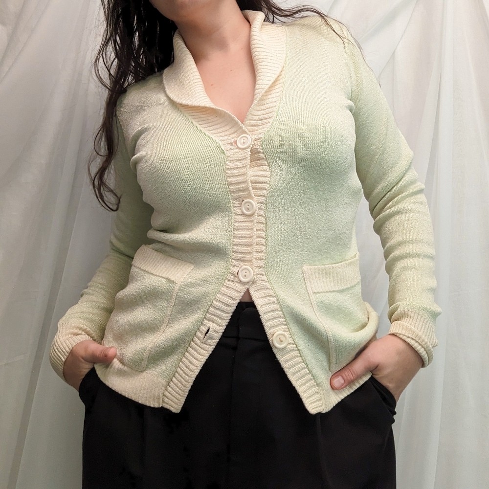 Vintage pastel lime green cardigan